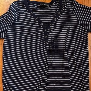Blue and white button t shirt